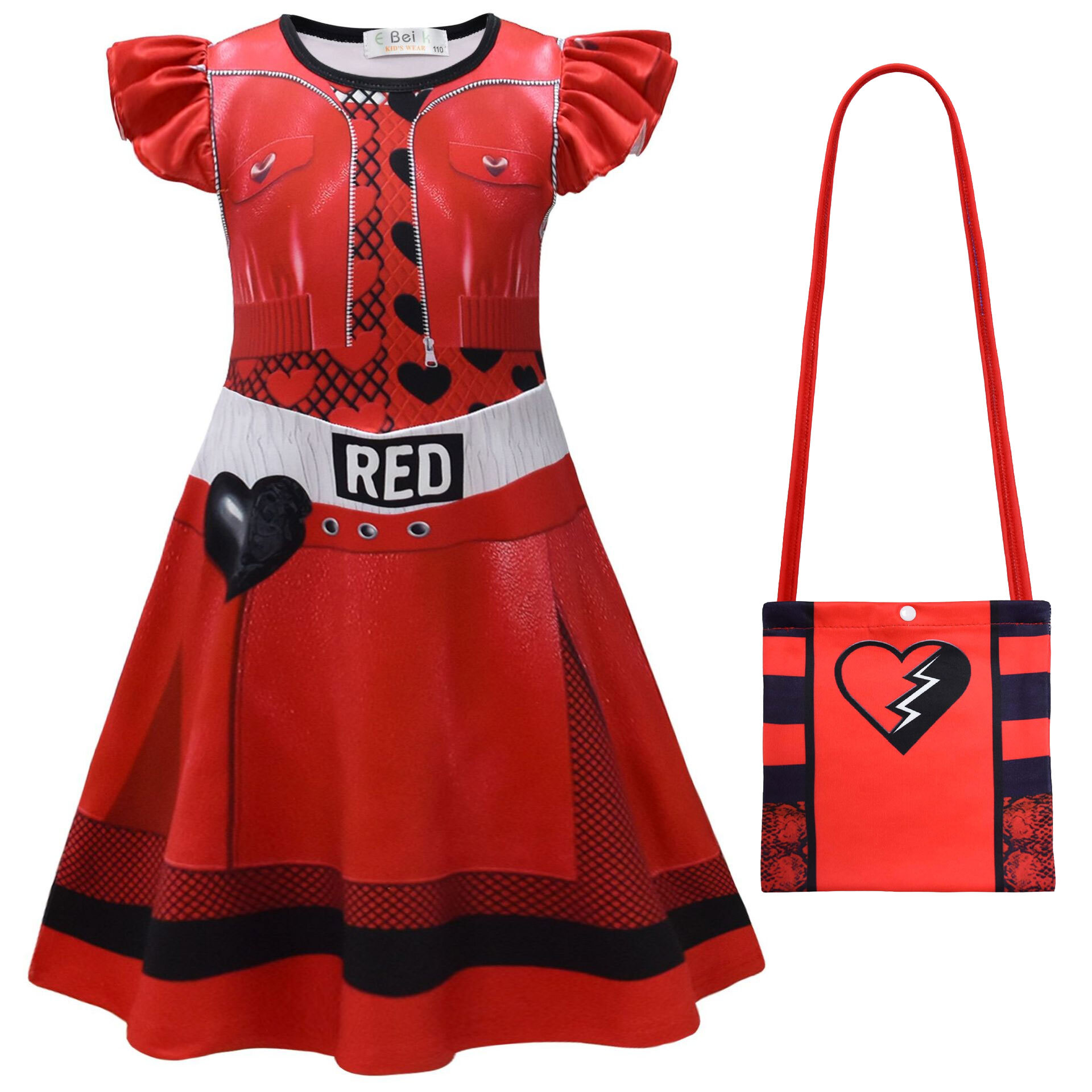 Rise Red Costume with Bag for Girls Movies Halloween Outfits SIZE for 3-4Y